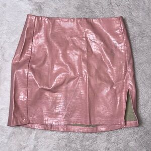 Fashion Nova Faux Crocodile Pink Mini Skirt